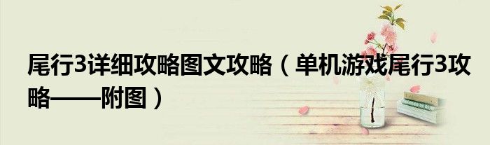 尾行3详细攻略图文攻略（单机游戏尾行3攻略——附图）