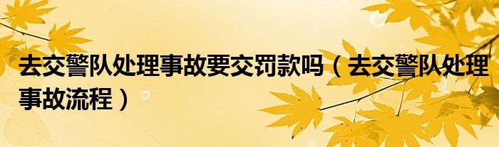去交警队处理事故要交罚款吗(去交警队处理事故流程)