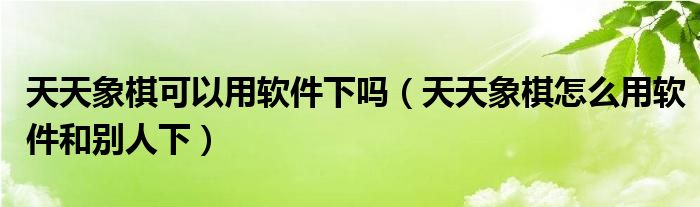 天天象棋可以用软件下吗(天天象棋怎么用软件和别人下)