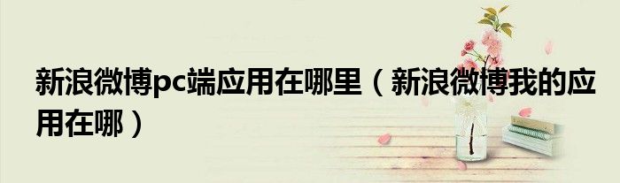 新浪微博pc端应用在哪里(新浪微博我的应用在哪)