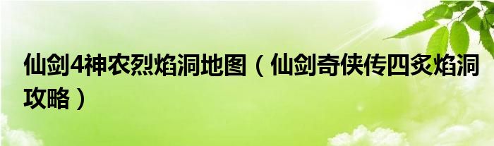 仙剑4神农烈焰洞地图(仙剑奇侠传四炙焰洞攻略)