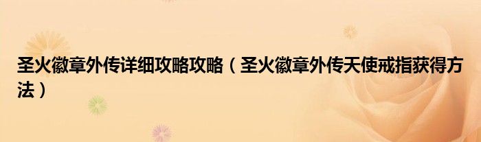 圣火徽章外传详细攻略攻略(圣火徽章外传天使戒指获得方法)