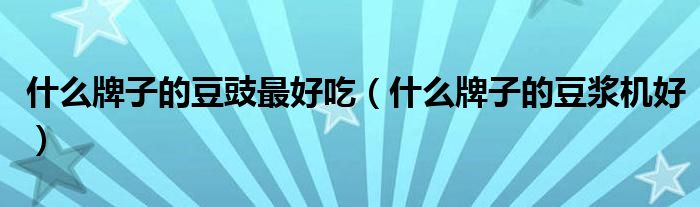 什么牌子的豆豉最好吃(什么牌子的豆浆机好)