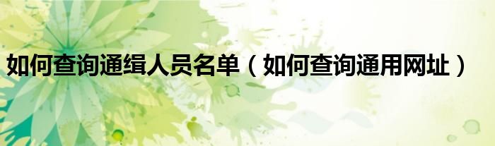 如何查询通缉人员名单（如何查询通用网址）