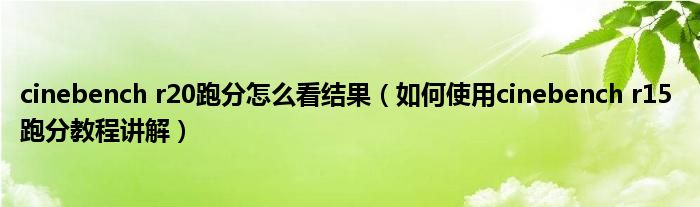 cinebench r20跑分怎么看结果（如何使用cinebench r15 跑分教程讲解）