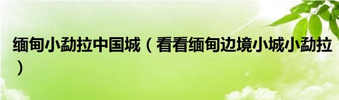 缅甸小勐拉中国城(看看缅甸边境小城小勐拉)
