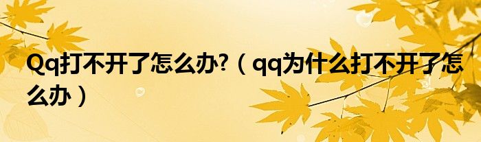 Qq打不开了怎么办?(qq为什么打不开了怎么办)