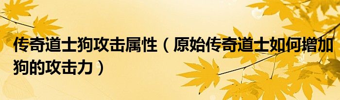 传奇道士狗攻击属性(原始传奇道士如何增加狗的攻击力)