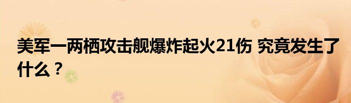 美军一两栖攻击舰爆炸起火21伤 究竟发生了什么?