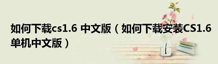如何下载cs1.6 中文版(如何下载安装CS1.6单机中文版)