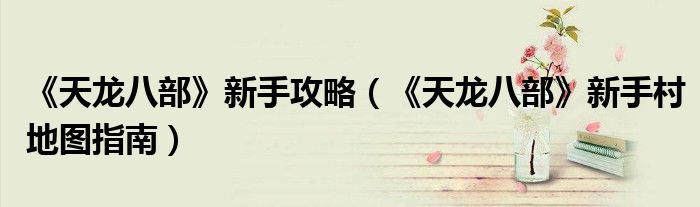 《天龙八部》新手攻略(《天龙八部》新手村地图指南)