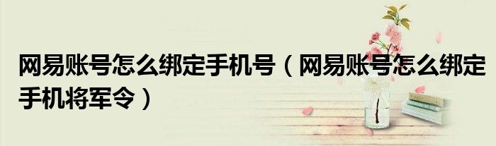 网易账号怎么绑定手机号(网易账号怎么绑定手机将军令)
