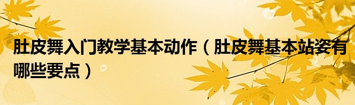 肚皮舞入门教学基本动作(肚皮舞基本站姿有哪些要点)