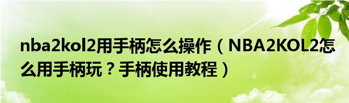 nba2kol2用手柄怎么操作(NBA2KOL2怎么用手柄玩?手柄使用教程)