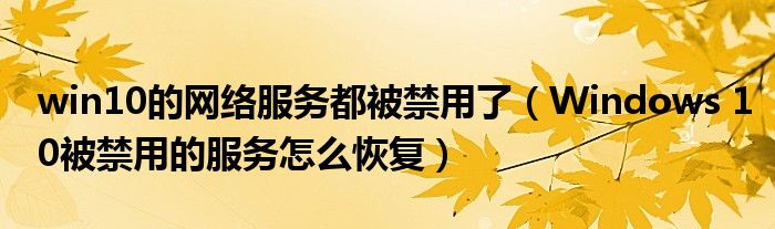 win10的网络服务都被禁用了(Windows 10被禁用的服务怎么恢复)