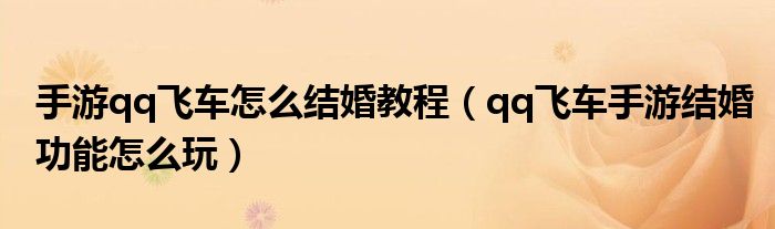手游qq飞车怎么结婚教程(qq飞车手游结婚功能怎么玩)