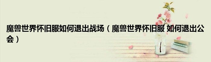 魔兽世界怀旧服如何退出战场(魔兽世界怀旧服 如何退出公会)