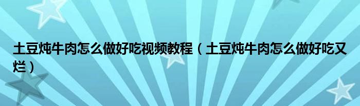 土豆炖牛肉怎么做好吃视频教程(土豆炖牛肉怎么做好吃又烂)