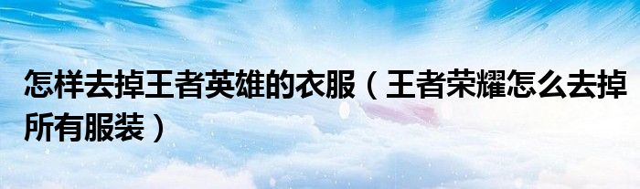 怎样去掉王者英雄的衣服(王者荣耀怎么去掉所有服装)