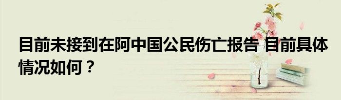 目前未接到在阿中国公民伤亡报告 目前具体情况如何?