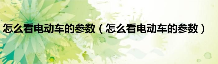 怎么看电动车的参数（怎么看电动车的参数）