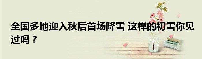 全国多地迎入秋后首场降雪 这样的初雪你见过吗?