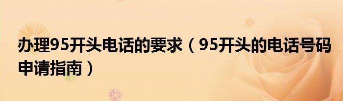 办理95开头电话的要求(95开头的电话号码申请指南)