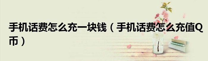 手机话费怎么充一块钱(手机话费怎么充值Q币)