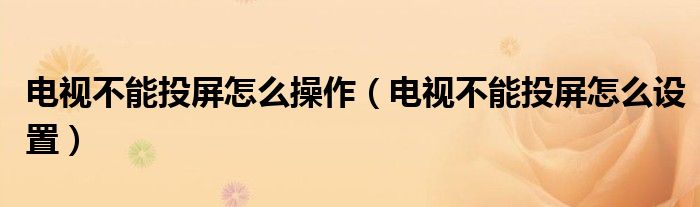 电视不能投屏怎么操作(电视不能投屏怎么设置)