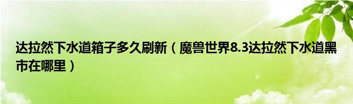 达拉然下水道箱子多久刷新(魔兽世界8.3达拉然下水道黑市在哪里)
