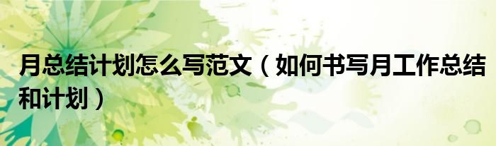 月总结计划怎么写范文(如何书写月工作总结和计划)