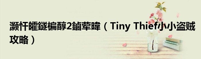 灏忓皬鐩楄醇2鏀荤暐(Tiny Thief小小盗贼攻略)