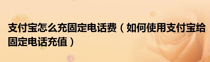 支付宝怎么充固定电话费(如何使用支付宝给固定电话充值)