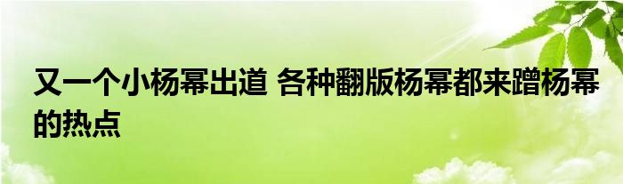 又一个小杨幂出道 各种翻版杨幂都来蹭杨幂的热点