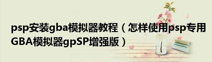psp安装gba模拟器教程(怎样使用psp专用GBA模拟器gpSP增强版)