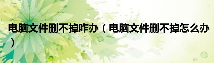 电脑文件删不掉咋办(电脑文件删不掉怎么办)