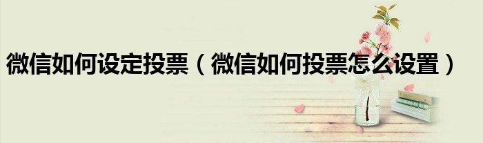 微信如何设定投票(微信如何投票怎么设置)