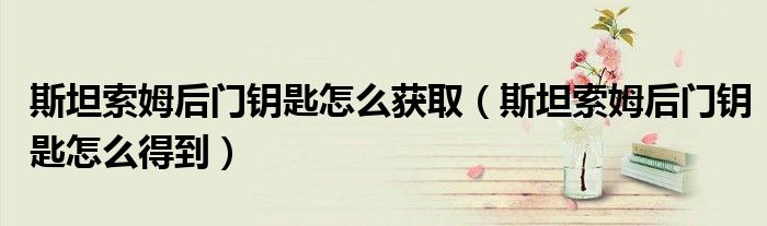 斯坦索姆后门钥匙怎么获取(斯坦索姆后门钥匙怎么得到)