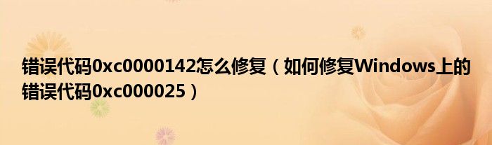 错误代码0xc0000142怎么修复(如何修复Windows上的错误代码0xc000025)