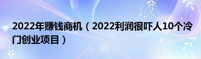 2022年赚钱商机(2022利润很吓人10个冷门创业项目)