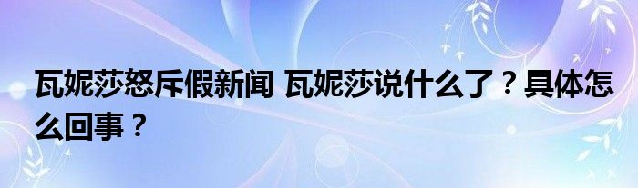 瓦妮莎怒斥假新闻 瓦妮莎说什么了？具体怎么回事？