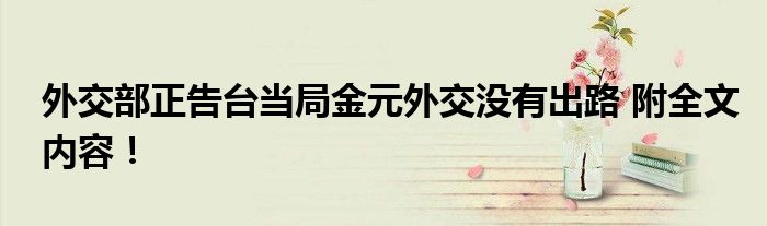 外交部正告台当局金元外交没有出路 附全文内容！