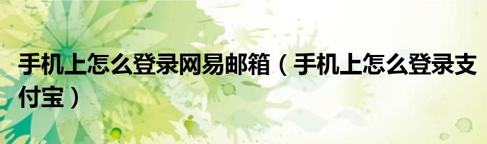手机上怎么登录网易邮箱（手机上怎么登录支付宝）