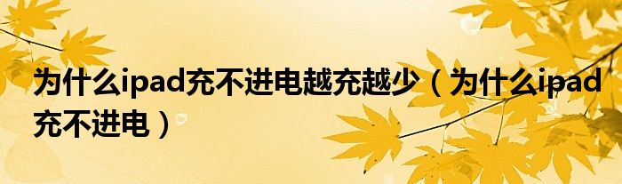 为什么ipad充不进电越充越少(为什么ipad充不进电)