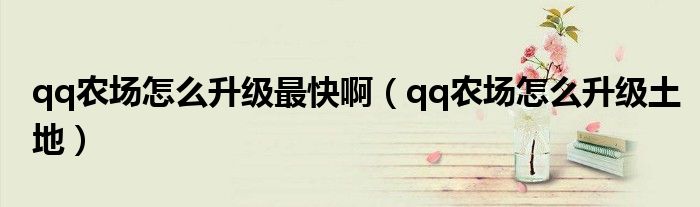 qq农场怎么升级最快啊（qq农场怎么升级土地）