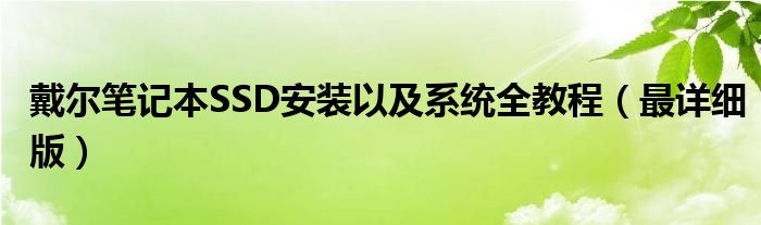 戴尔笔记本SSD安装以及系统全教程(最详细版)