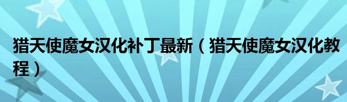 猎天使魔女汉化补丁最新(猎天使魔女汉化教程)