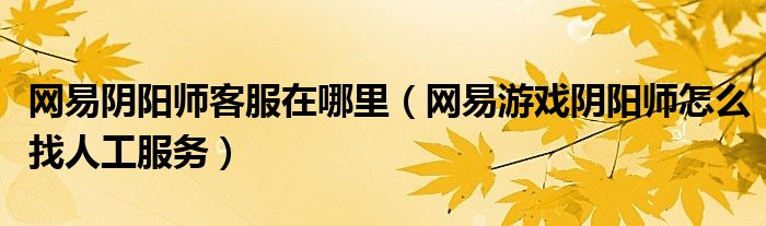 网易阴阳师客服在哪里(网易游戏阴阳师怎么找人工服务)