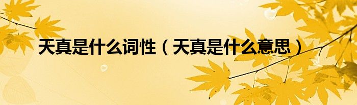 天真是什么词性(天真是什么意思)