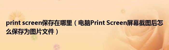 print screen保存在哪里(电脑Print Screen屏幕截图后怎么保存为图片文件)